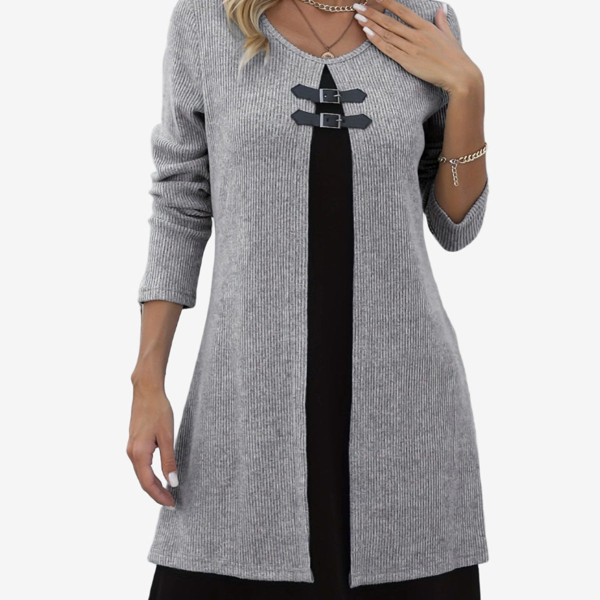 Elora™ Robe Pull Chic Avec Contraste